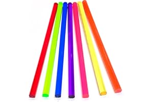 BEST ACRYLICS 7 Different Color Clear Acrylic Plexiglass Plastic Rods 1/2” Diameter x 11 1/4" Long - Orange, Natural Purple, Pink, Yellow, Royal Blue, Fluorescent Green, Red