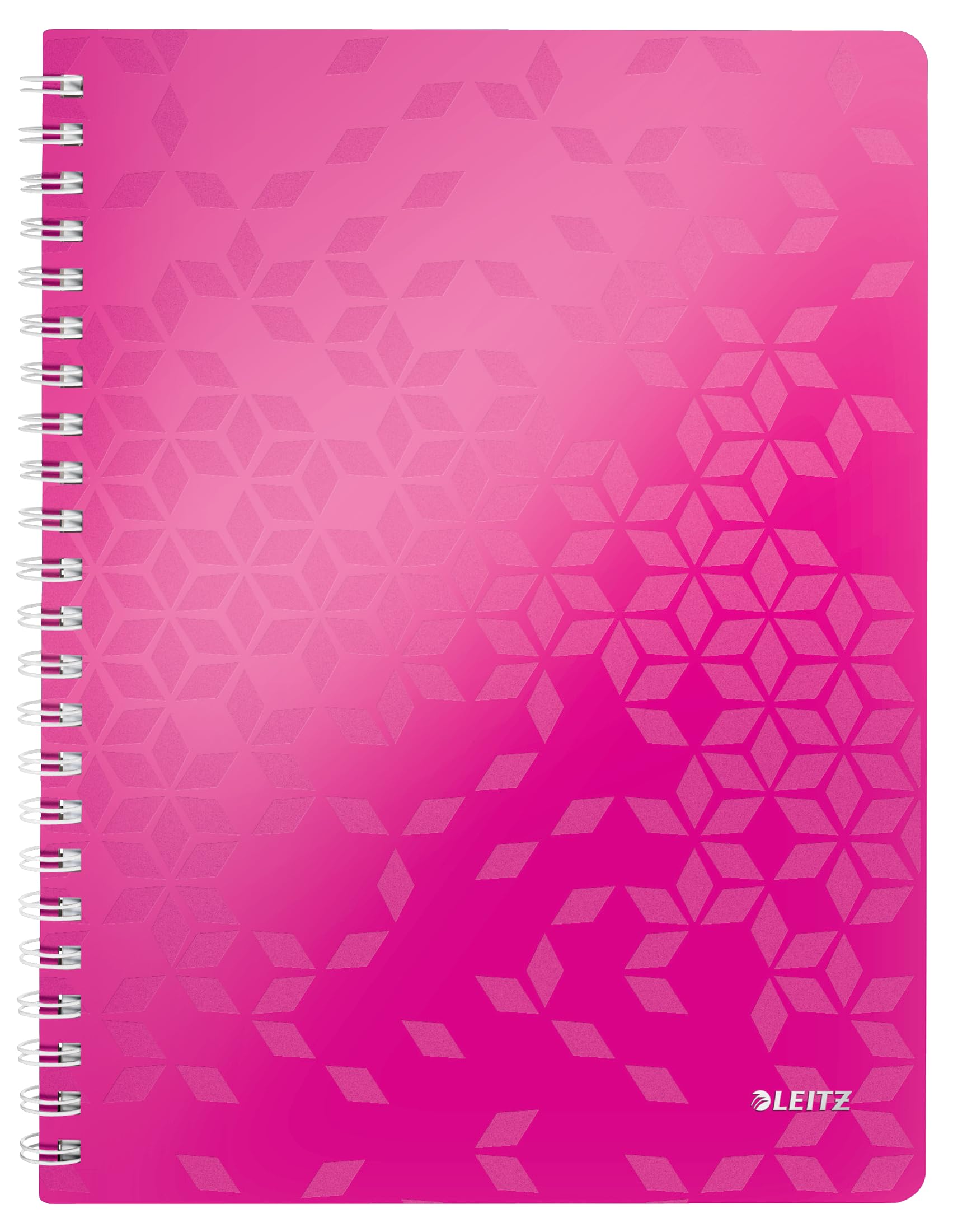 Leitz A4 Flexible Cover Notebook, Pink (Wire Bound, 80 Sheets, Ruled, 90 gsm Ivory Paper, Wow Range), Pack of 1