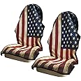 AOTOTON Car Seat Covers 2pcs Waterproof Towel Car Seat Cover Universal Fit for Most Trucks SUV Fitness Athletes Pets Gym and Water Sport，American Flag Design