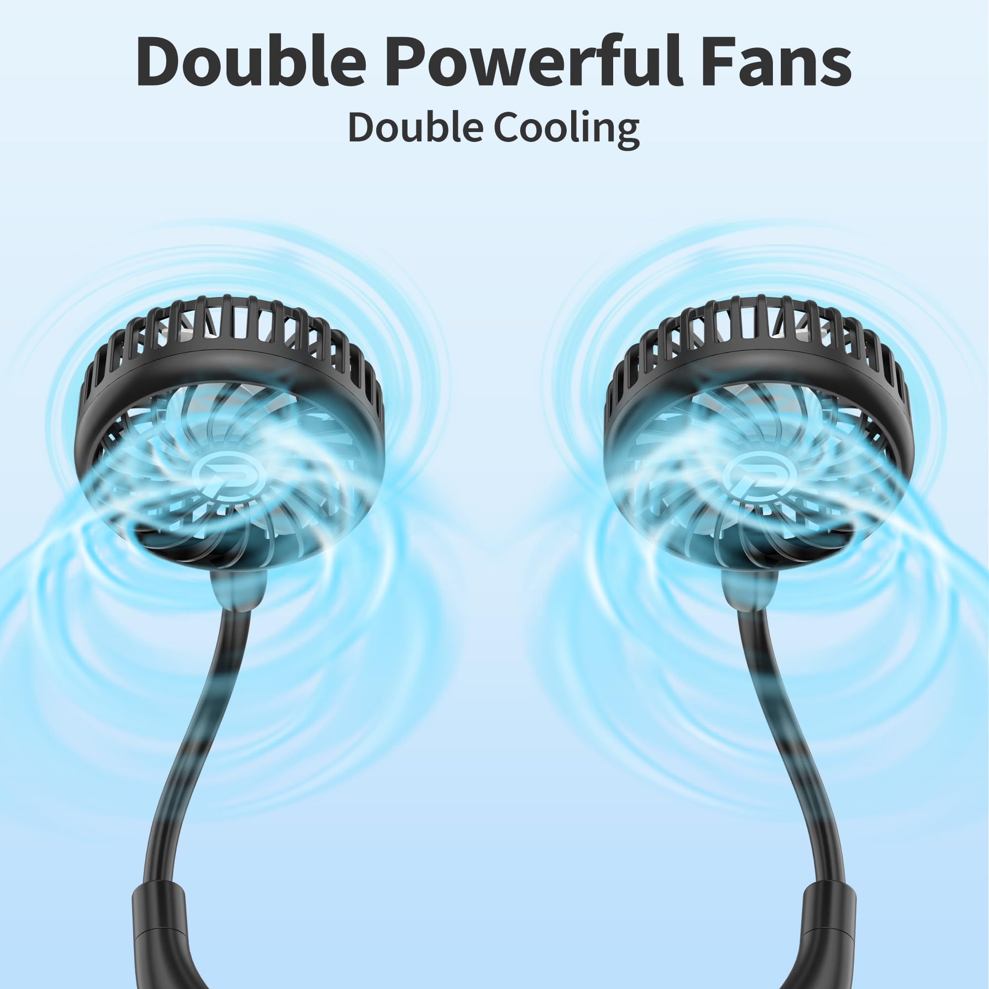 PANERGY Portable Neck Fan Rechargeable Hand Free Personal Fan Mini Wearable Battery Operated USB Fan for Men Women Kids Sport Work Travel