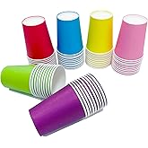Yuxitia 60pcs DIY Paper Cups, Multicolor Paper Cups For Wedding Christmas Party Picnic BBQ Travel and Event (8 Ounce,60 Count)