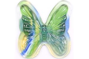 BIEYE 4PACK Butterfly Glass Jewels for Stained Glass Project of Crafting Tiffany Style Window Hangings Lampshades (53x56mm, Colored Glaze)