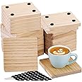 Dicunoy 20PCS Unfinished Wood Coasters, 4"x4" Square Thick Wooden Blanks for Craft, Round Corner Pyrography Laser Engraving B