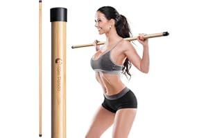 Slim Panda Yoga Stick, 5ft Natural Bamboo Mobility Stick with Rubber Ends, Exercise Stretching Stick for Yoga, Stretching, Balance and Correcting Posture, Rehabilitation Physical Therapy Aids