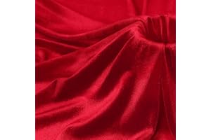 P Pothuiny Red Velvet Fabric by The Yard, 1 Yard x 60 Inch Wide Luxury & Soft Stretchy Velvet Cloth Fabric for Sewing, Apparel, Upholstery - 90% Polyester 10% Spandex