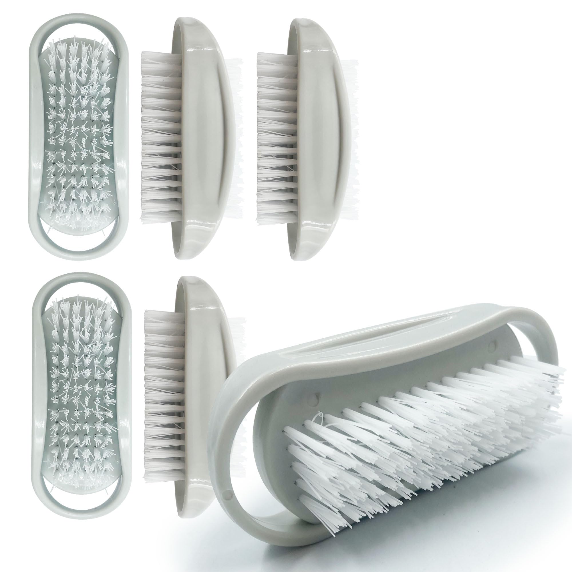 Plastic Nail Brushes for Cleaning Nails Double-Sided Nail Brush with Firm Strong Bristles, Nail Scrubbing Brush to Clean Dirt, Grime and Grease under Nail - for Fingernails and Toenails (Pack of 6)