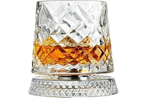Whisky Glasses - Innovative spinnlng Base Kit, Stylish Weighted Tumbler Alcohol Cup, Modern Aerating Liquor Bourbon Vessel, P