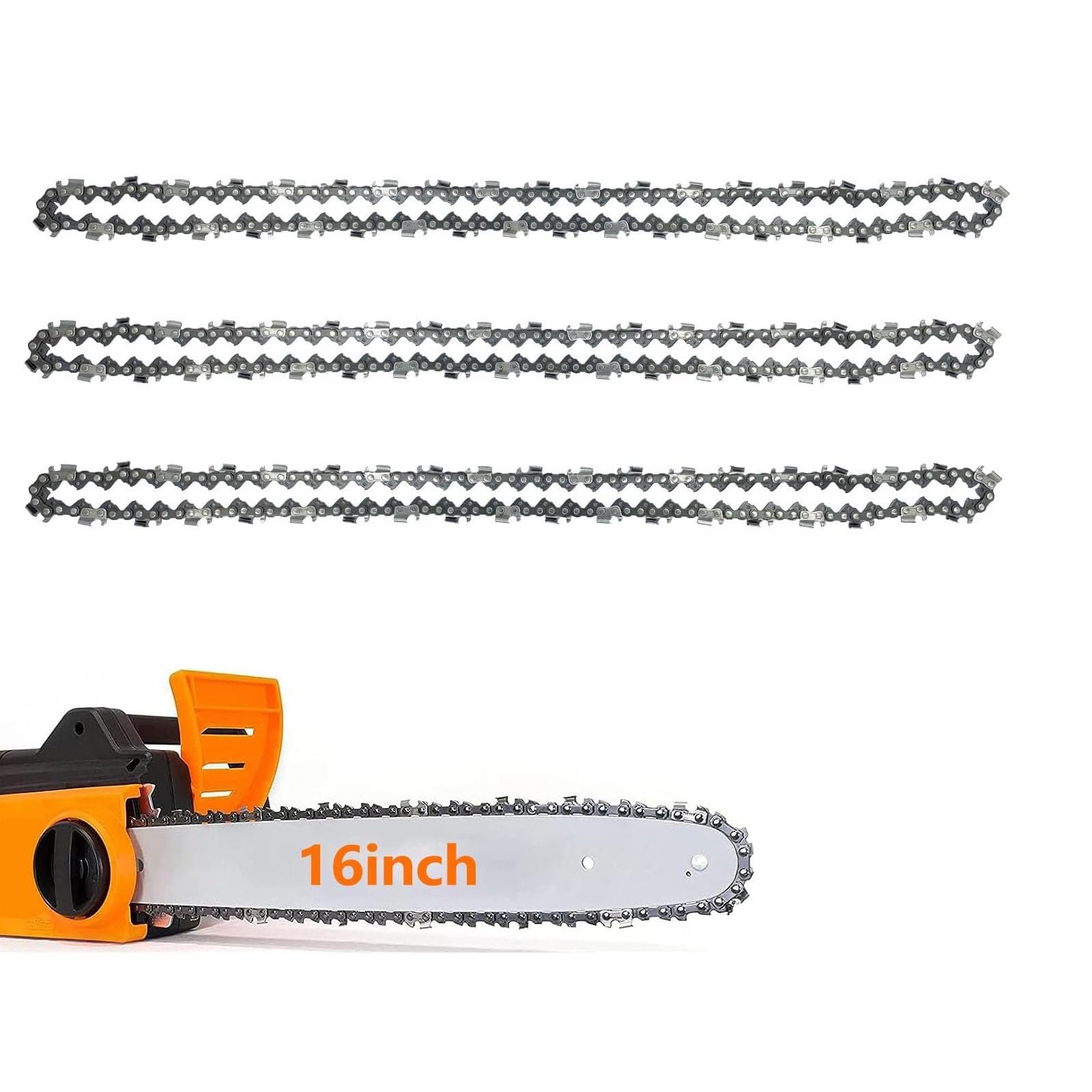 PACIOCEAN 3 Pack Chainsaw Chain for 16 Inch Bar, 59 Drive Links, 3/8" LP 0.050" Gauge, Replacement Chain fits for Titan, Black & Decker, Einhell, Ryobi, Oregon and More (91PJ057X) and Other Chainsaws