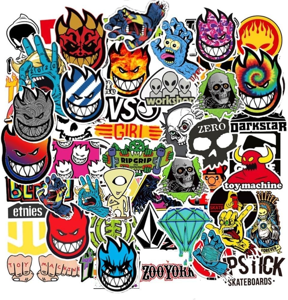 Photo 1 of 100Pcs Skateboard Stickers Cool Waterproof Stickers for Laptop Water Bottle Suitcase Phone, Skateboarding Stickers Decal for Teens Boys Adults