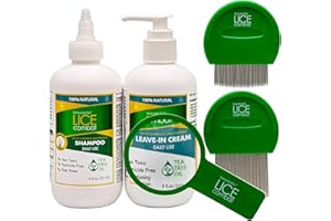 NatulabUSA Lice Combat Treatment Kit | Shampoo, Leave-in Cream, Two Combs and Magnifying Glass | Manages Lice, Super Lice & Nits | Repels & Prevents | Pesticide Free | 100% Natural Essential Oils