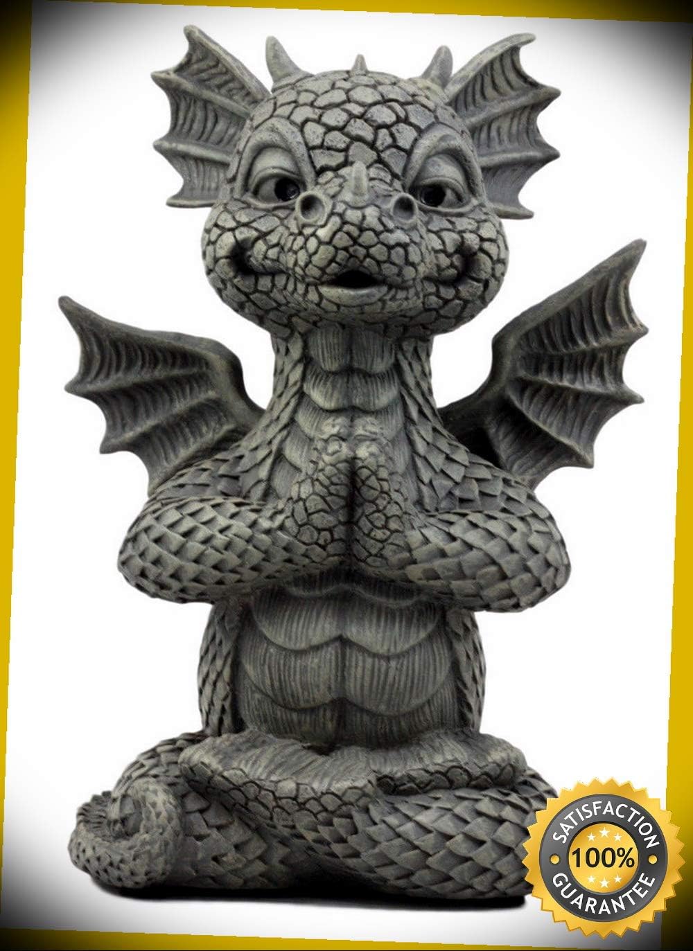 KARPP Zen Meditating Buddha Fiery Yoga Dragon Garden Statue Faux Stone Finish 10''H Perfect Indoor Collectible Figurines