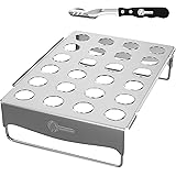 Jalapeno Grill Rack & Pepper Corer Tool - LARGE 24 CAPACITY ROASTER - Holder Also For Cooking Chili or Chicken Legs & Wings Roasting on BBQ Smoker or Oven - Dishwasher Safe Stainless Steel Accessories