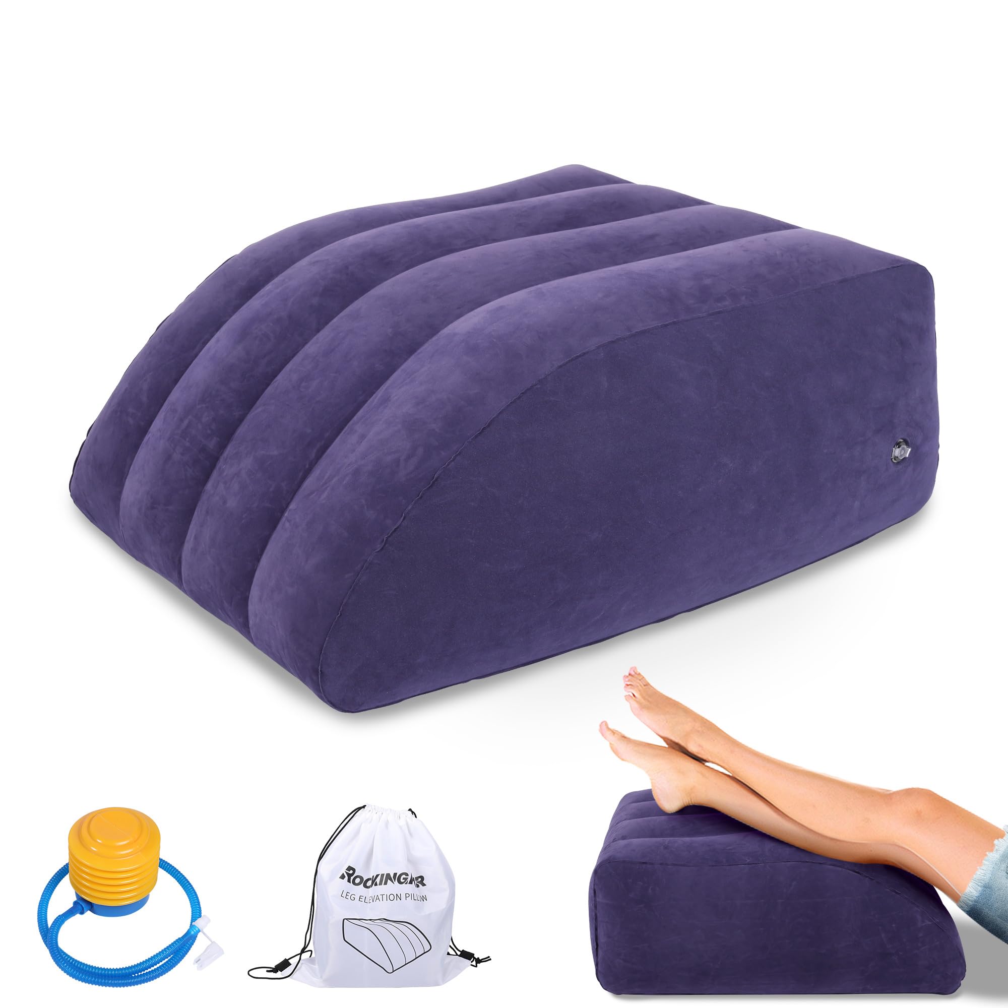 Photo 1 of INFLATEFLY Leg Elevation Pillow, Inflatable Wedge Pillows for Sleeping, Knee Pillow for Legs Relax Muscles and Comfort Reduce Swelling,Injury,Recovery