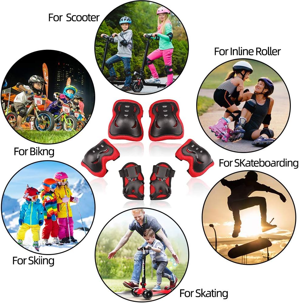 Uggkin Kids Protective Gear Set Knee Pads Elbow Pads Wrist Guards 3 in 1 Safety Pads Set for Kids for Cycling Skating Rollerblading Skateboard Scooter : Sports & Outdoors