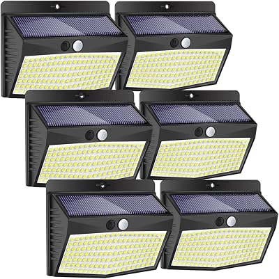 Peasur 168LED Solar Lights Outdoor 6 Pack Motion Sensor IP65 Waterproof Fence