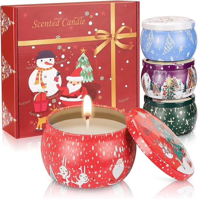 Scented Candles Gifts Set for Women, 4 Pack Natural Soy Wax
