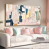 Artexist Pink Abstract Canvas Wall Art 24"x48" Office Decor Framed Wall Decor