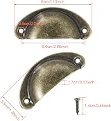 Heyu-Lotus 15pc Vintage Shell Cup Drawer Handles Antique Brass Cabinet view 2
