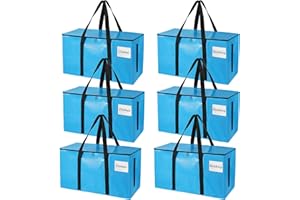 BONOTIE Moving Bags Heavy Duty Extra Large,6 Pack Blue Storage Tote Bags for Moving,Packing Bags for Clothes Storage,Moving Essential Supplies for Dorm College