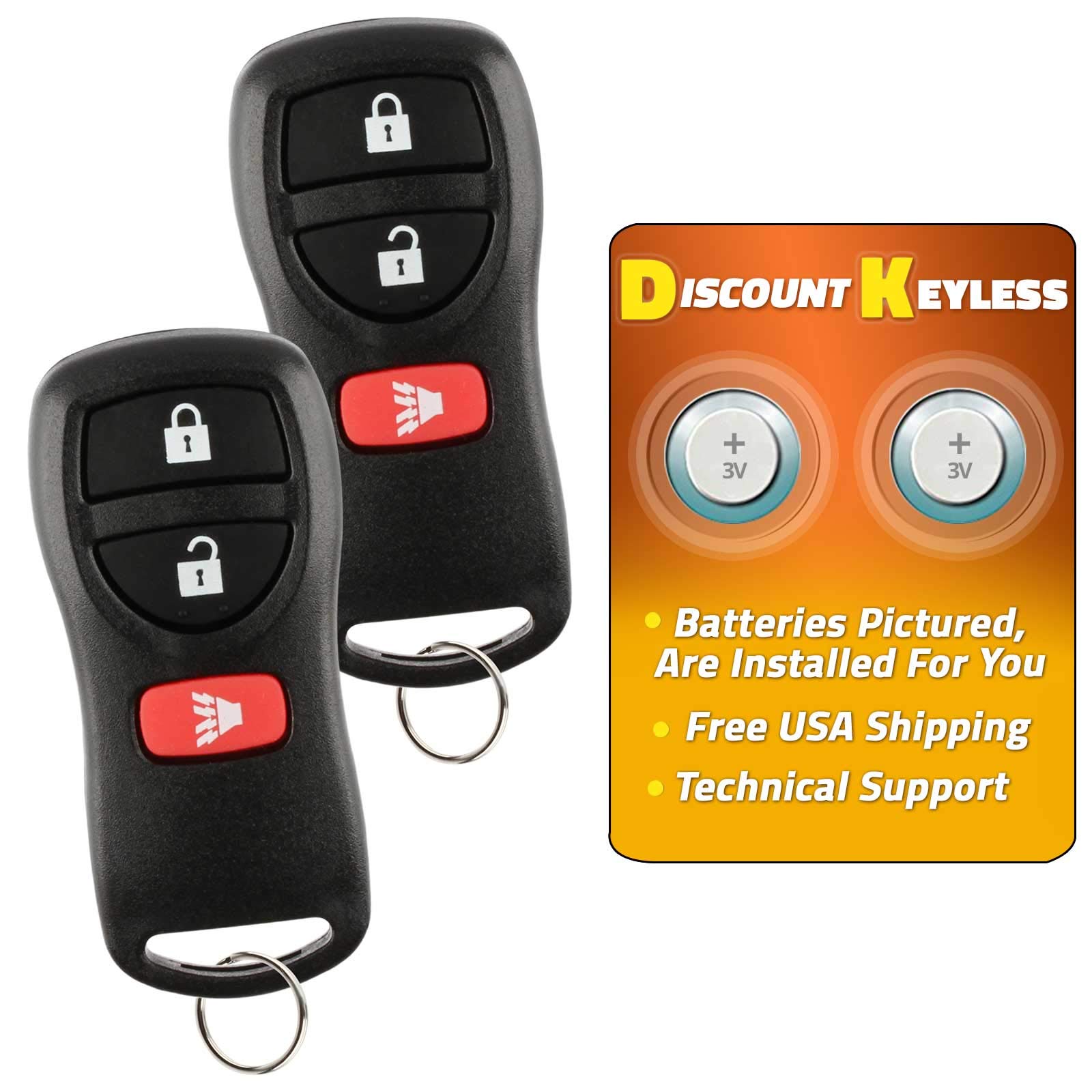 Discount Replacement Key Fob Keyless Entry Car Remote For Nissan Infiniti KBRASTU15, CWTWB1U733 (2 Pack)
