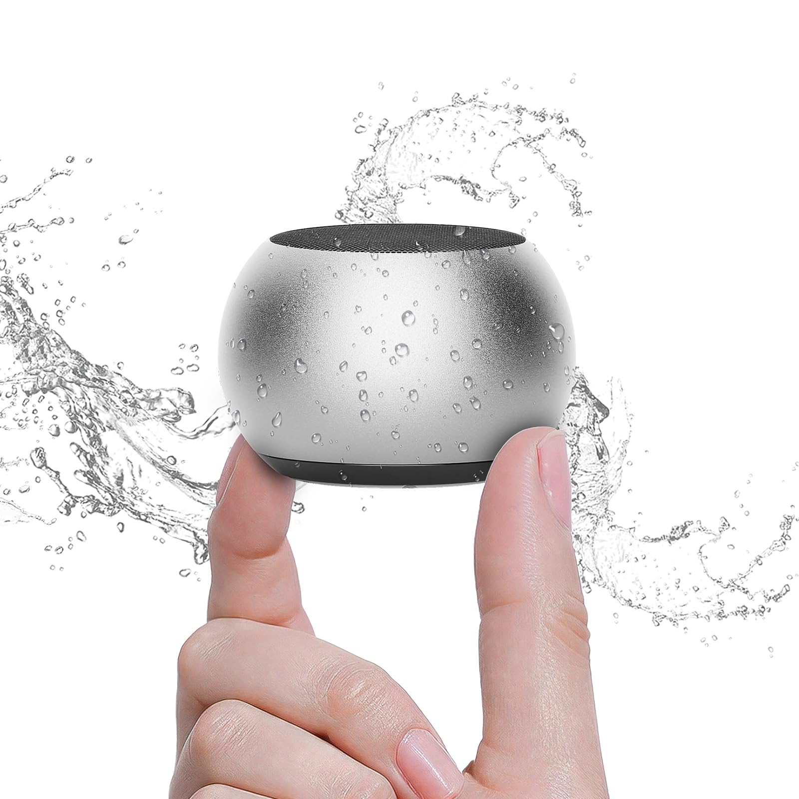 Photo 1 of Small Speaker, Portable Bluetooth Speaker with Loud Stereo Sound and Robust Bass Lanyard Easy to Carry, Portable Wireless, IPX7 Waterproof Room, Biking, Hiking, Beach Electronic Gadgets Gift Sliver