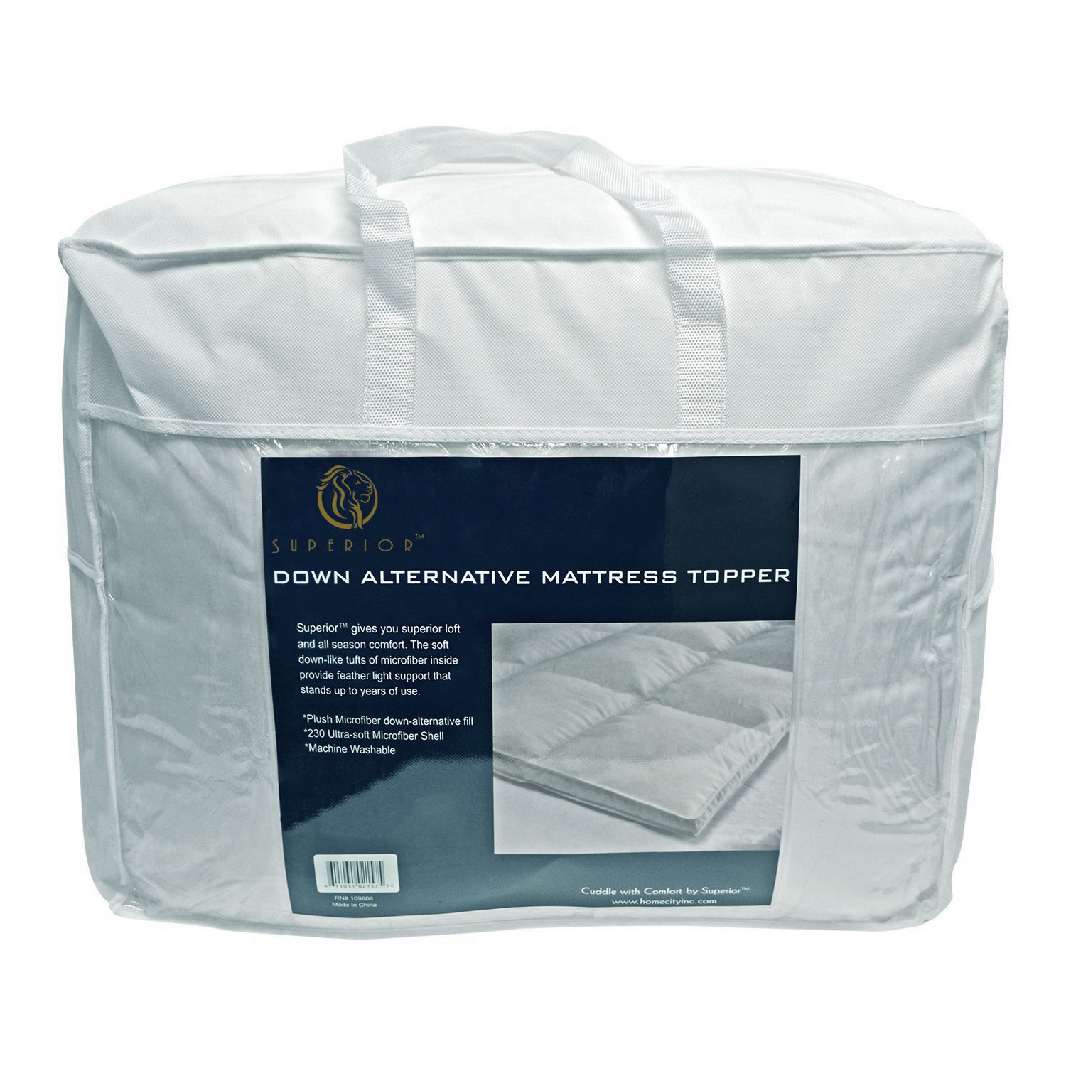 Superior Full Mattress Topper, Hypoallergenic White Down Alternative