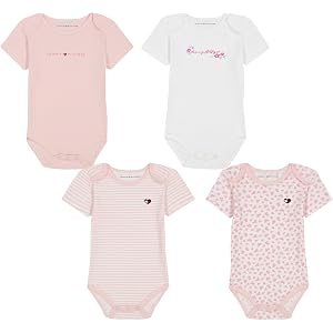 Tommy Hilfiger Baby Girls 4-Pack Short Sleeve Bodysuit Onesie