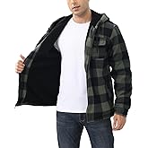 Yafanqi Mens Thick Heavy Warm Sherpa Lined Fleece Plaid Jackets Coat Full Zip Up Hoodie Winter Outwear Big and Tall