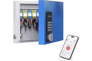 WeHere 16 Key Lock Box Wall Mount, Smart Key Cabinet with Key Tags, Bluetooth App Control, OTP & Password Unlock, Wi-Fi Remote Unlock (Bridge Sold Separately), Steel Key Safe for Office Home Business