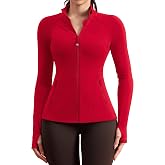 QUEENIEKE Workout Jackets for Woman Zip Up Long Sleeve Slim Fit Athletic Gym Tops Running Jacket with Thumb Holes