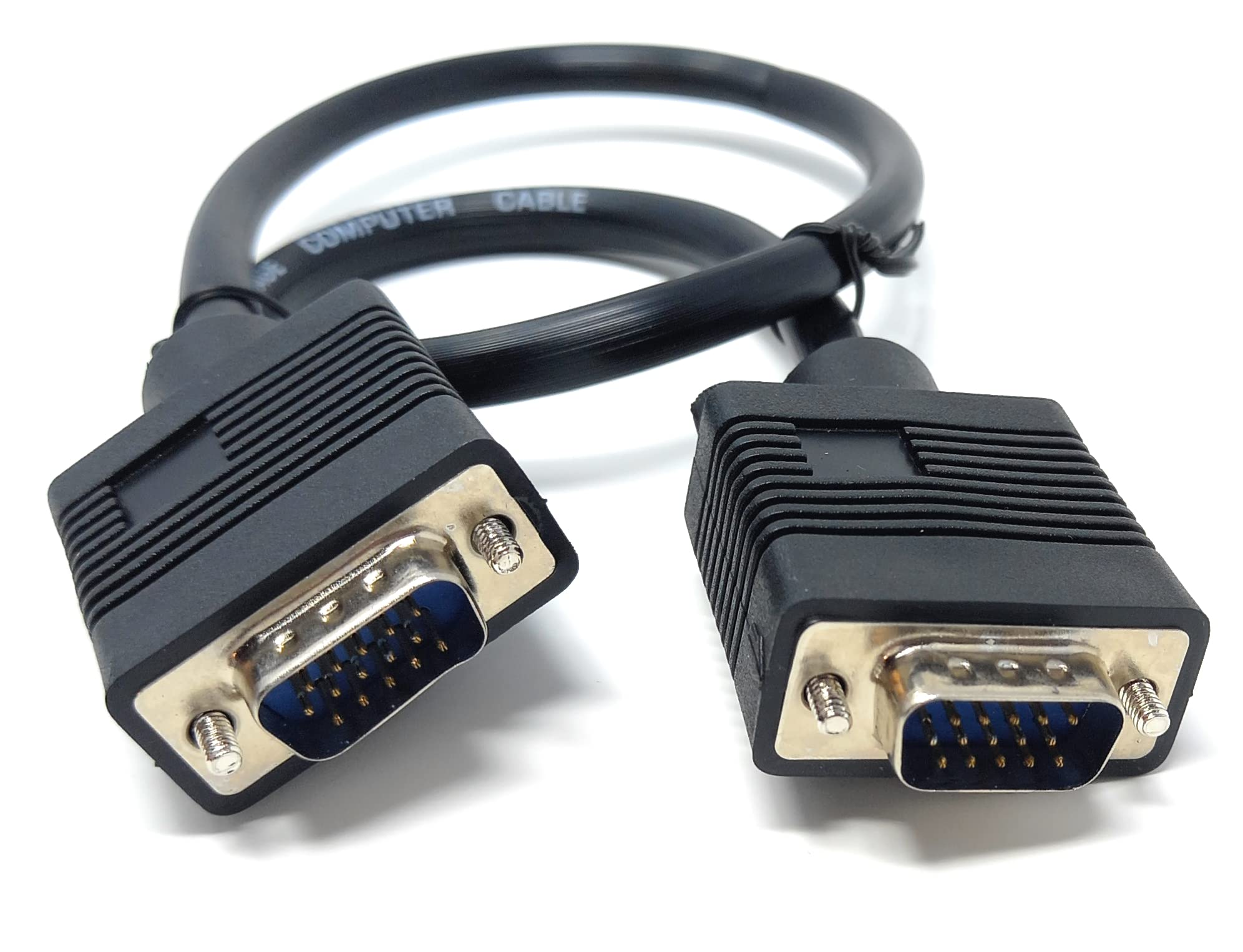 50cm short VGA to VGA Cable 15 pin SVGA Male to Male for Monitor Computer PC Laptops TV Projectors Extension Lead, HD15 All Data Pins Connected 1,6ft Black