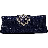 Long Rhinestone Box Evening Bag Women Formal Gathering Party Floral Handbag Clutch Purse Prom Bag