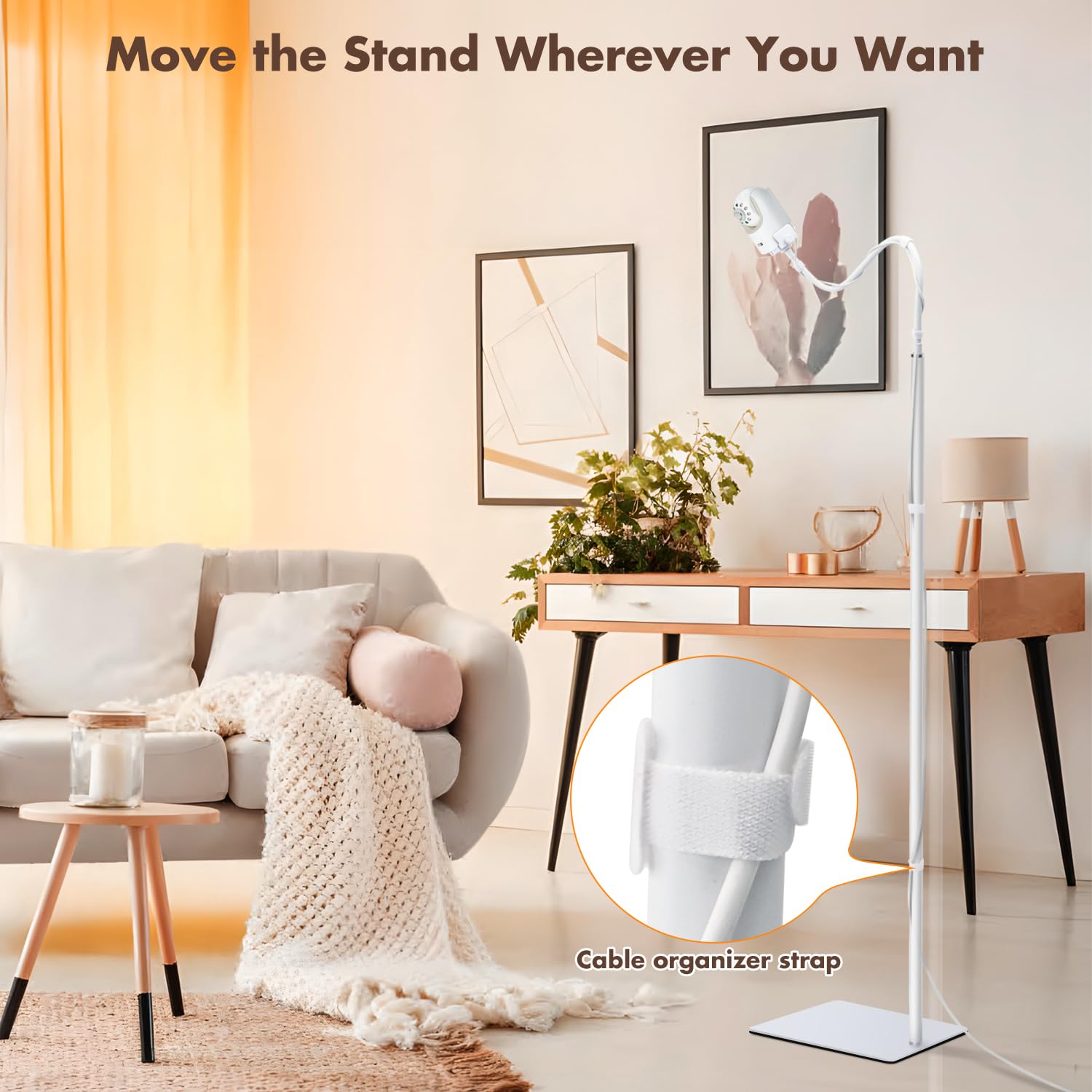 Baby Monitor Floor Stand Holder Compatible with Infant Optics DXR-8 Pro,Nanit Pro, Babysense, Owlet, Eufy, HelloBaby, Motorola, VTech, Other Baby Monitor with 1/4 Screw Hole, Height Adjustable 68