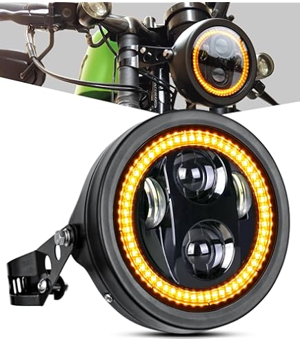 LEDUR Faros Delanteros LED Redondos De 7 Pulgadas Para Motocicleta Con Cubeta De Vivienda, DRL, Anillo