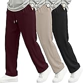Neer 3 Pack Men's Corduroy Pants Causal Straight Leg Sweatpants Loose Drawstring Elastic Waist Baggy Lounge Pants Pockets