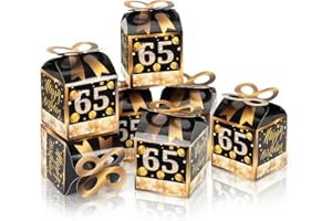 Qonmpcvu 50PCS 65th Birthday Decorations Box Black And Gold Birthday Party Favors for Theme Party Supply
