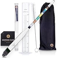 Brewer's Elite Hydrometer & Test Jar Combo, Hardcase, Bag, Brush & Cloth - Triple Scale Specific Gravity ABV Tester- for…