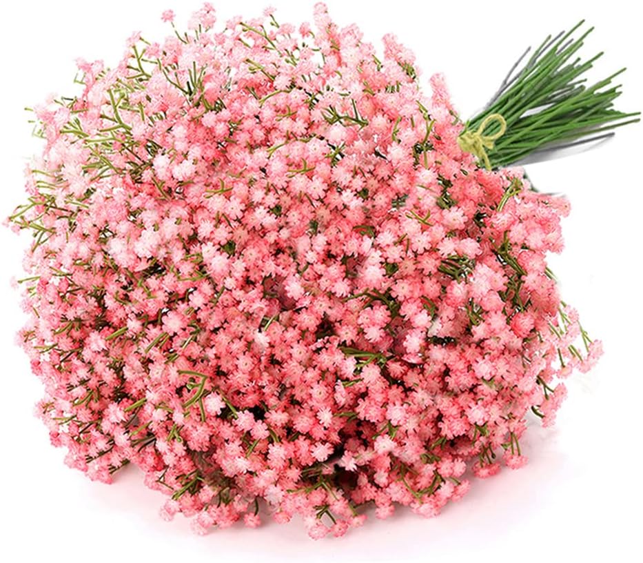 Uhky 6 Pcs Artificial Baby Breath Gypsophila Flowers Pink Real Touch