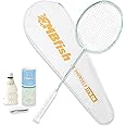 MBFISH Badminton Racket Set with 1 Carbon Fiber Racquet, 3 Shuttlecocks, 2 Replacement Grip Tapes and 1 Badminton Bag - Perfect for Outdoor Games and Gym 5U