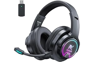 Krysenix PG3 RGB Wireless Gaming Headset for PS4, PS5, PC - 2.4GHz 7.1 Surround Sound, Bluetooth Gaming Headphone with AI Detachable Noise Canceling Mic, 48-Hr Battery for Laptop, Switch, Mac (Black)