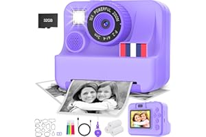 Yosfeng Instant Print Camera for Kids - Christmas Birthday Girls Gifts for Age 3 4 5 6 7 8 9 10 Year Old, 2.4 Inch Screen Kids Instant Camera, Toddler Camera Toys for Age 3-12 with 32 GB SD Card