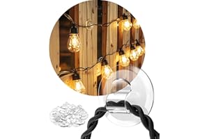 ispneay Light Clips for Outside String Lights: 24 Pack Adhesive Hooks for Outdoor String Lights - Outdoor Light Clips for Patio Balcony Fence - Rope Led Light Strip Christmas Decor Hooks