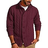 PJ PAUL JONES Men's Cardigan Sweaters Stand Collar Long Sleeve Cable Knit Button Down Sweater