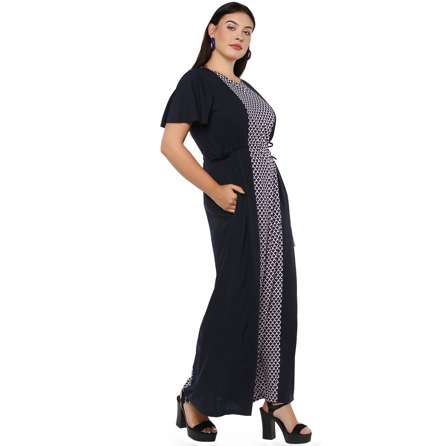 lastinch blue white printed plus size jumpsuit(size m - 8xl)