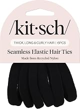 Kitsch Black Hair Ties 6pcs No Damage Nylon Elastics for Women