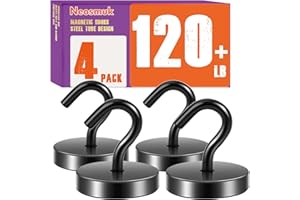 Neosmuk Magnetic Hooks, Cruise Ship Essentials, 120lb+ Heavy Duty Magnetic Hooks for Cruise Cabins, Refrigerator, Grill, Hanging, and Travel | Extra Strong Must-Haves Magnet Hook,Black