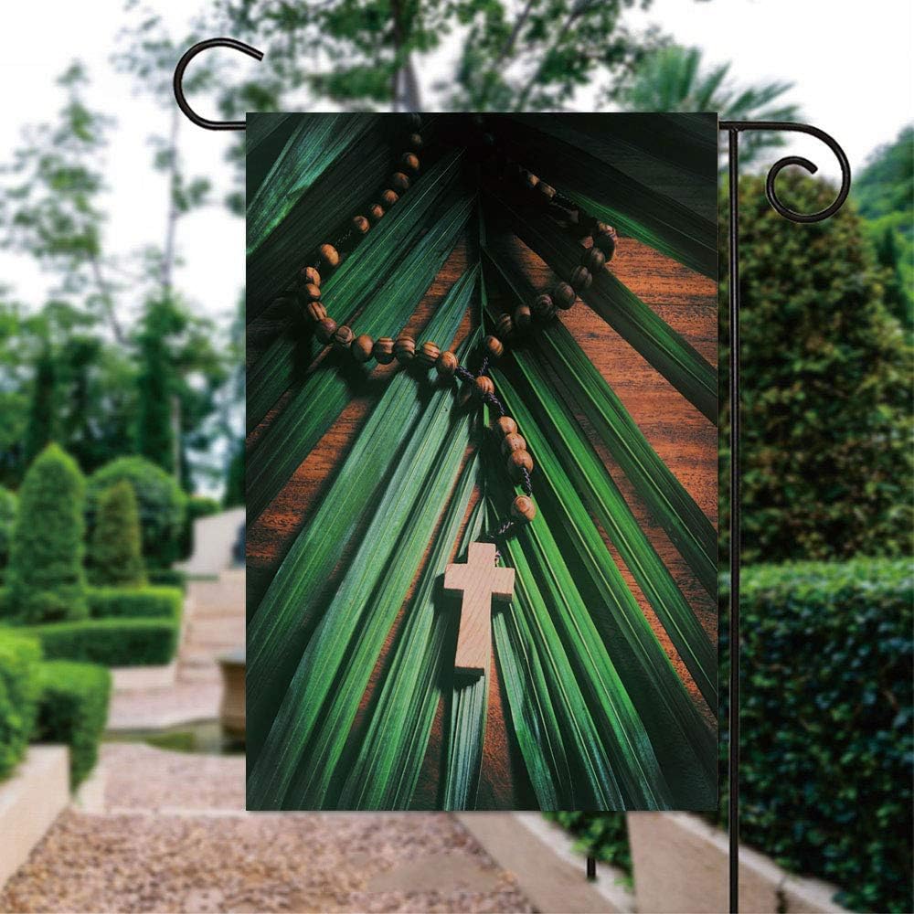 ALUONI 12 x 18 Inch Garden Flag - Palm Sunday Retro Double Sided Print Country Garden Yard Flag for Home Outdoor Decor IS159342