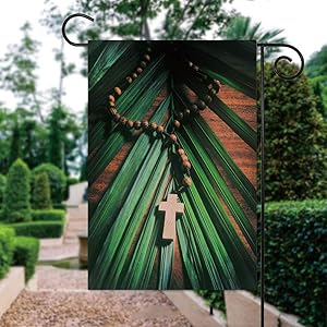 ALUONI 12 x 18 Inch Garden Flag - Palm Sunday Retro Double Sided Print Country Garden Yard Flag for Home Outdoor Decor IS159342