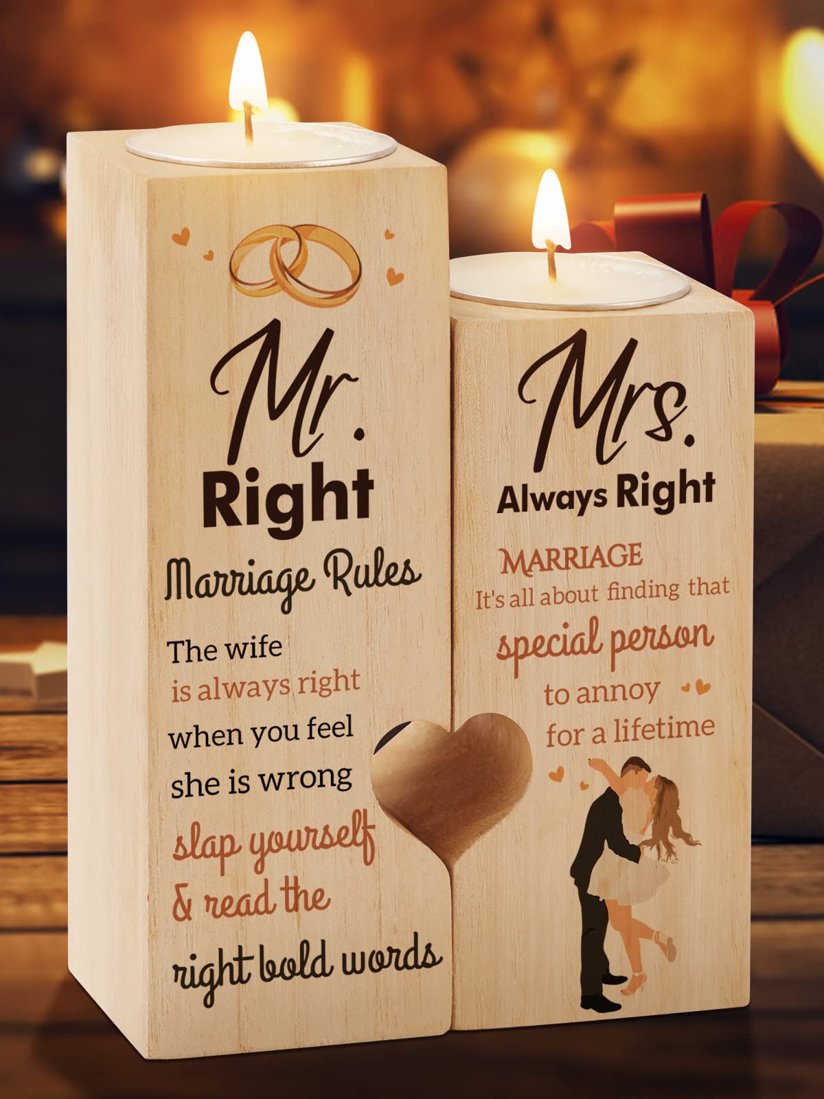 KAAYEE Wedding Gifts for Couple, Heart Shaped Candle Holder Wedding Gifts for Bride and Groom, Romantic Engagement for Mr and Mrs, Newlyweds Presents