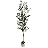 6FT Tall Faux Olive Tree with Dew-Like Leaves – Indoor Decorative Artificial Plant with Silk Green Foliage